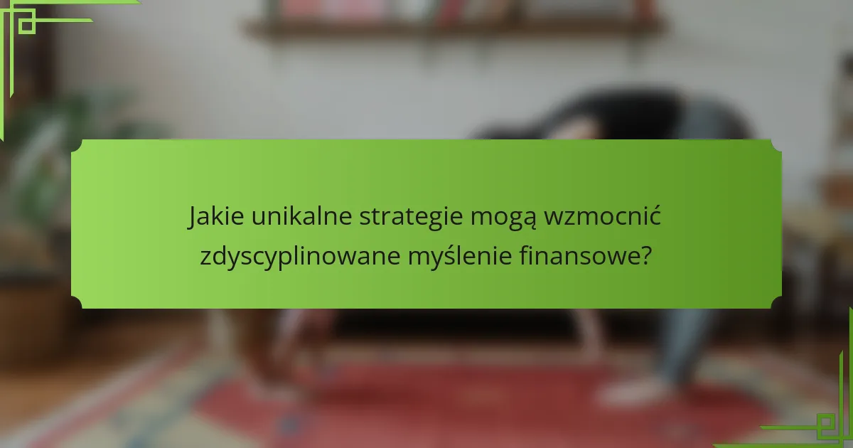 Jakie unikalne strategie mogą wzmocnić zdyscyplinowane myślenie finansowe?