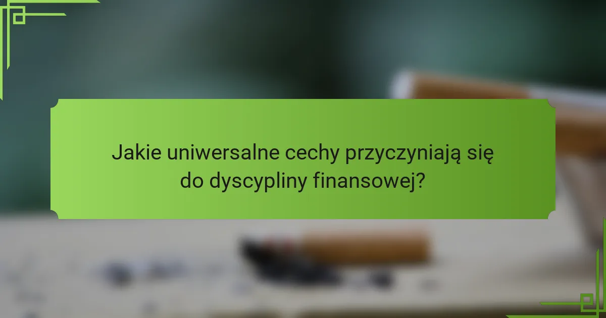 Jakie uniwersalne cechy przyczyniają się do dyscypliny finansowej?