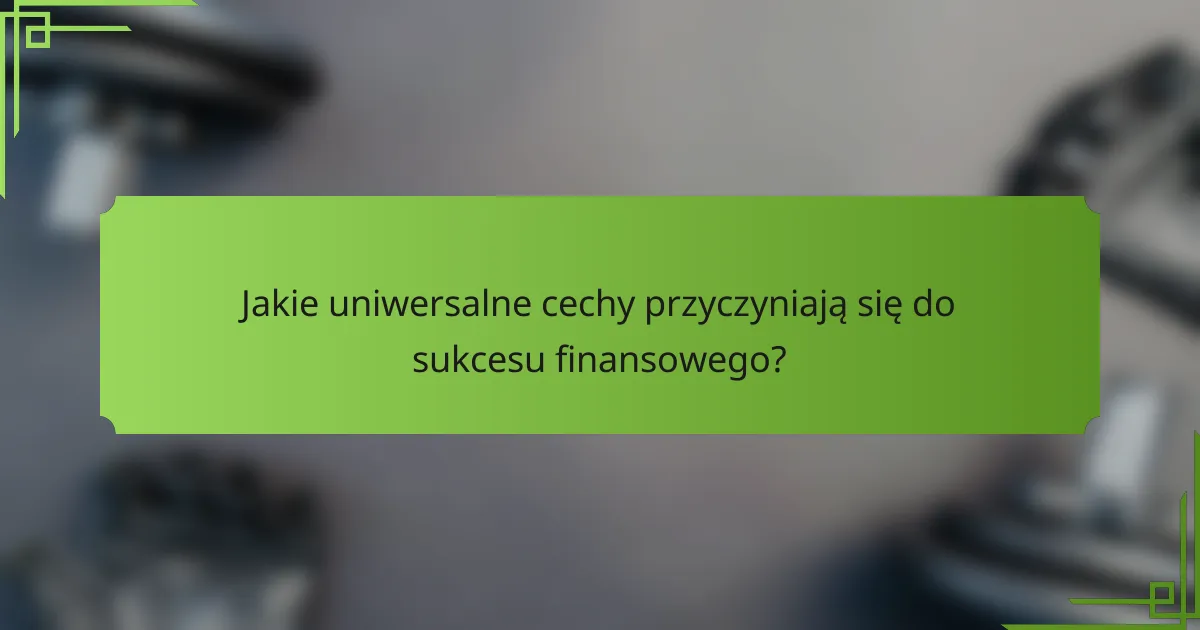 Jakie uniwersalne cechy przyczyniają się do sukcesu finansowego?