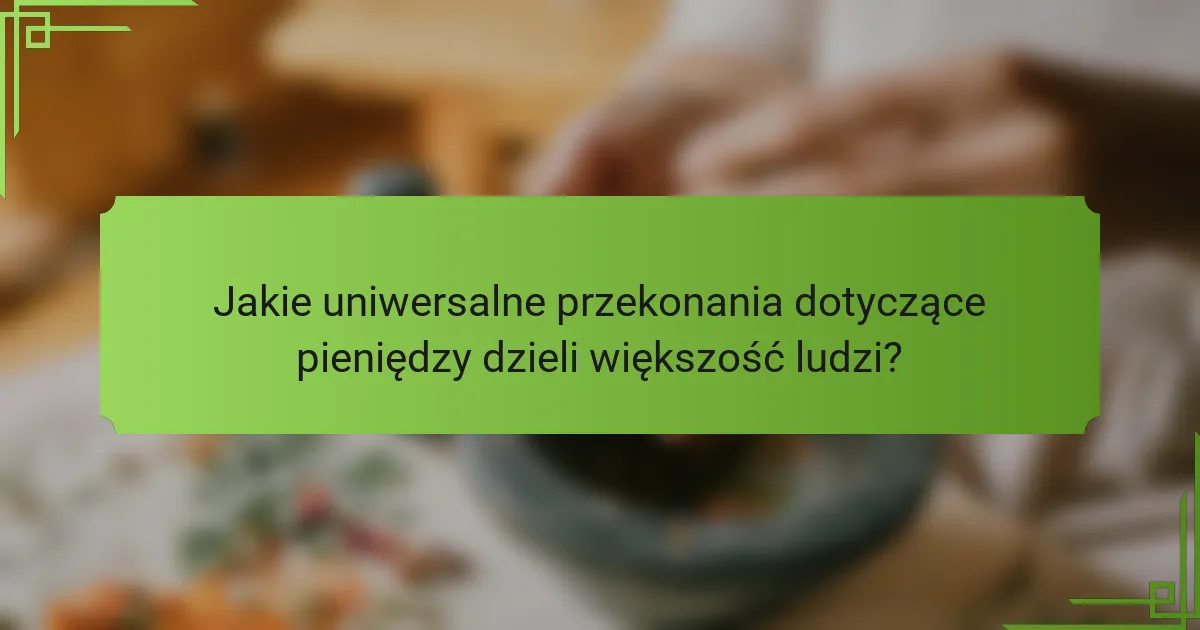 Jakie uniwersalne przekonania dotyczące pieniędzy dzieli większość ludzi?