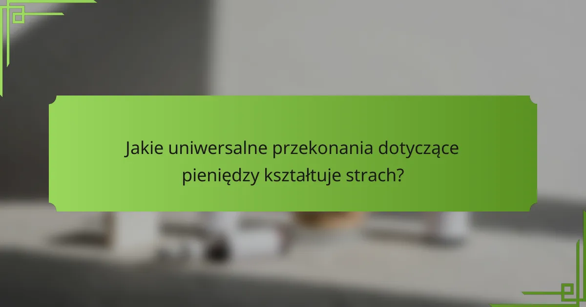 Jakie uniwersalne przekonania dotyczące pieniędzy kształtuje strach?
