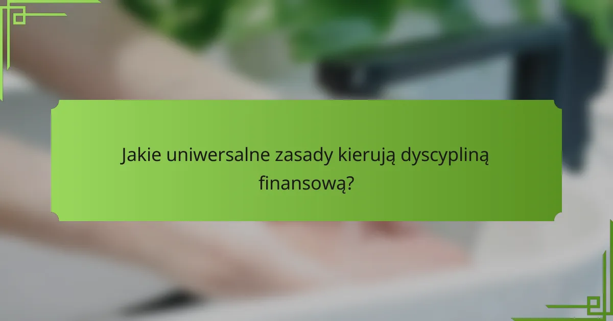 Jakie uniwersalne zasady kierują dyscypliną finansową?