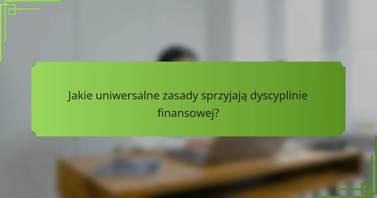 Jakie uniwersalne zasady sprzyjają dyscyplinie finansowej?